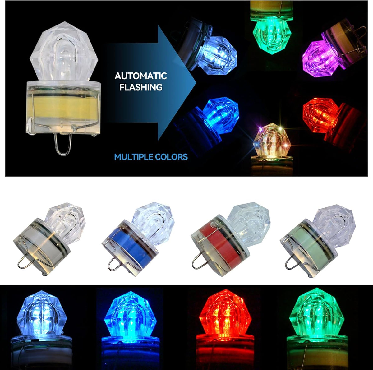 LED Underwater Fishing Lures,LED Lighted Bait Flasher,Deep Drop Fishing Lures,Fish Eye Attractive Light Bait Lure Lamp 5PCS