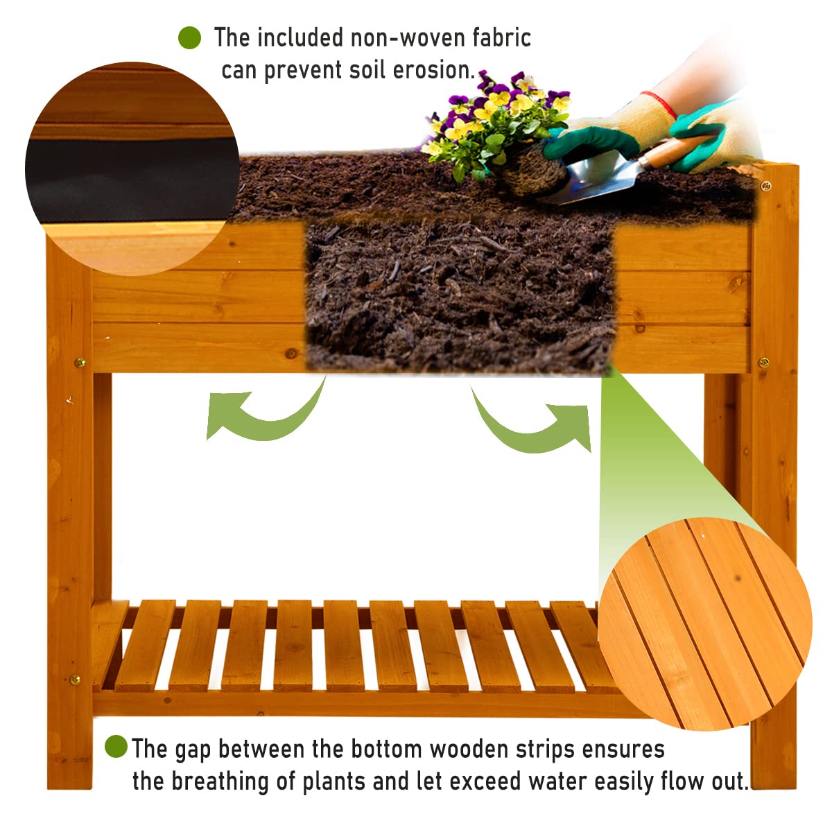 48"x24"x33" Large Raised Garden Beds Wood Elevated Planters Box with Legs