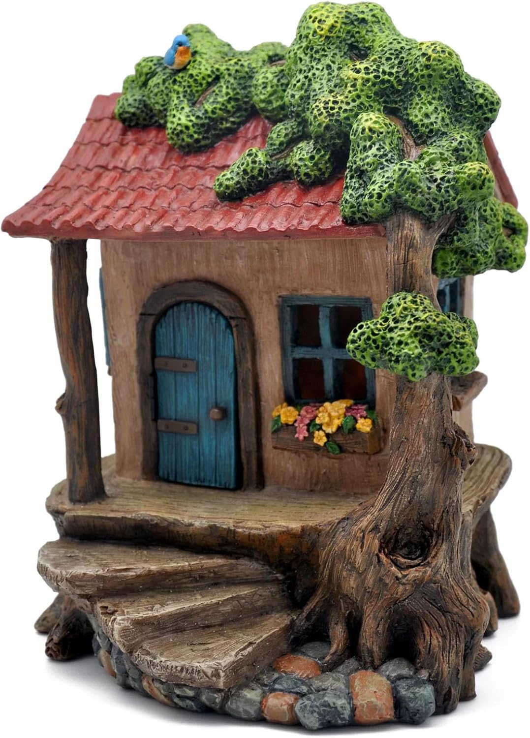 Marshall Home & Garden Rustic Tree House - Multicolor Resin Miniature Figurine for Fairy Garden, 4 x 1 Inch, MG517