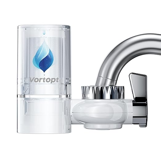 Vortopt Advanced Sink Faucet Filter,NSF Certified Faucet Installation System,400 Gallon Capacity,Can Reduce 99% Chlorine and Odors,with 1 Water Filter(T1-White)