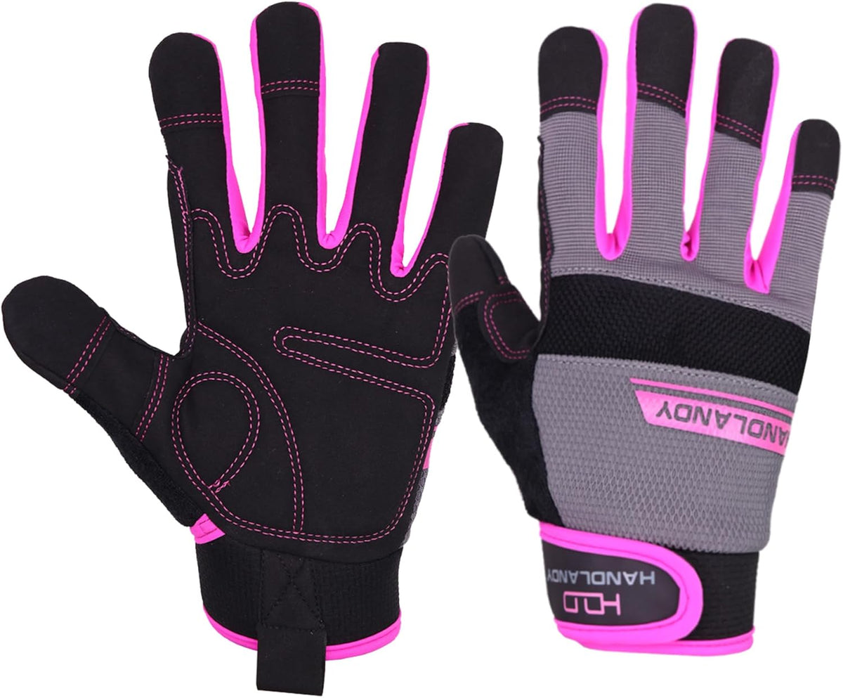 HANDLANDY Women Safety Work Gloves Utility Touch Screen Working Grip Glove for Yardwork Gardening Breathable Mechanic Gloves