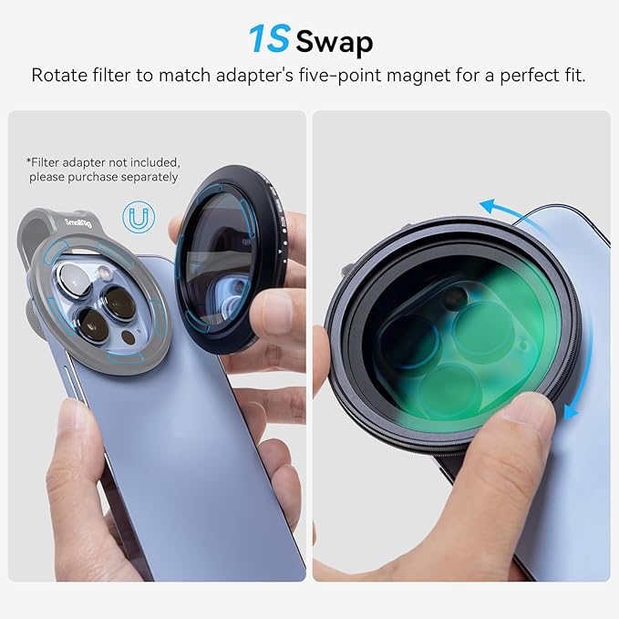 SmallRig 52mm Magnetic Variable ND Filter ND2-ND32 (1-5 Stops) No X Cross HD Optical Glass Waterproof Scratch Resistant Magnetic Adjustable Neutral Density Filter for Phone - 4215