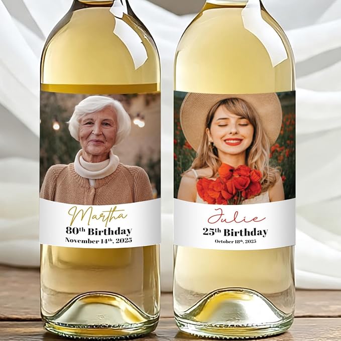Personalized Wine Bottle Label Photo label Custom Sticker 50th Birthday 60/70th Birthday Wine Label with photo. Custom Champagne Label Graduation