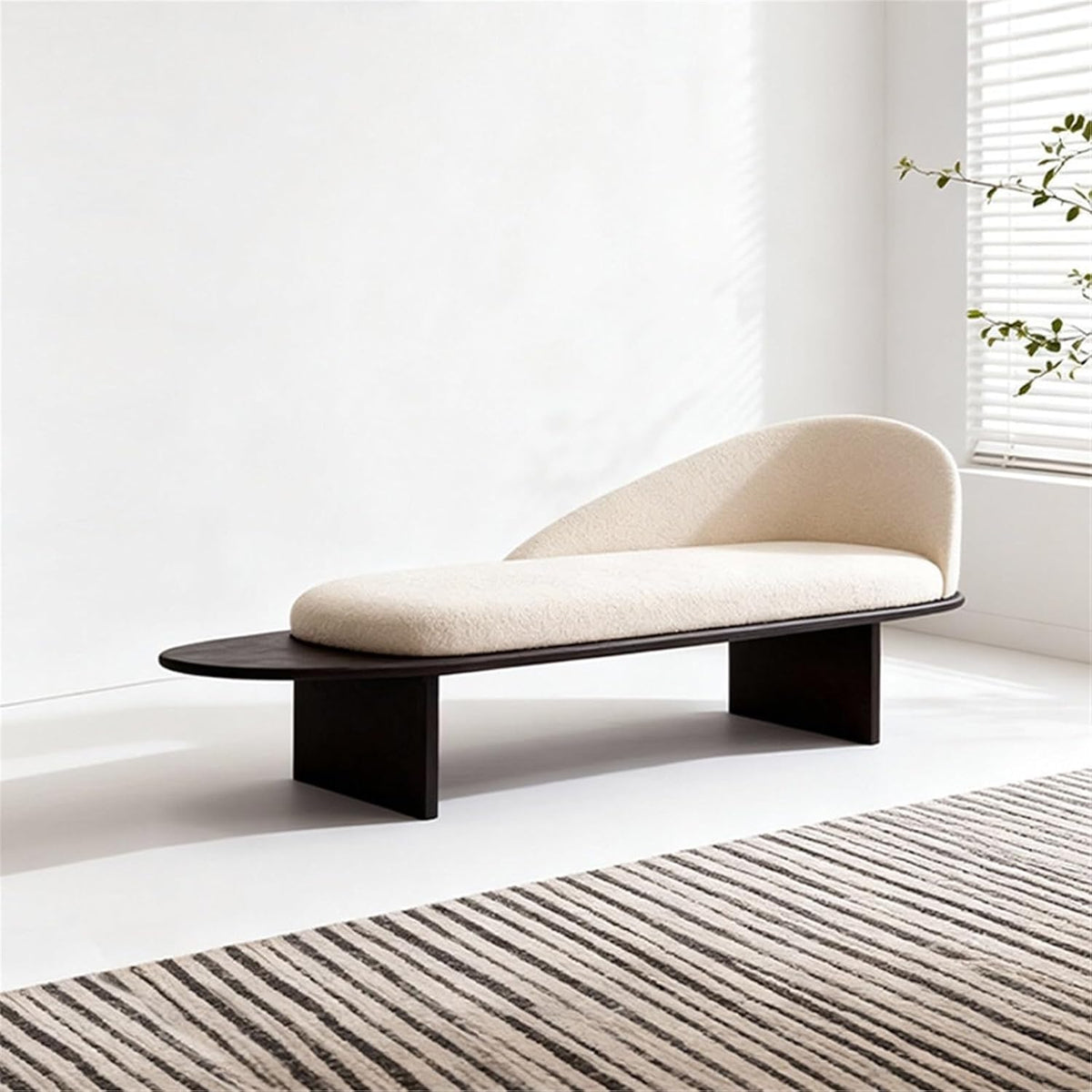 Modern Wooden Bed-end Bench in Hotel Bedroom Showroom Dressing Room Shoe-Changing with Backrest Entryway(Medium)