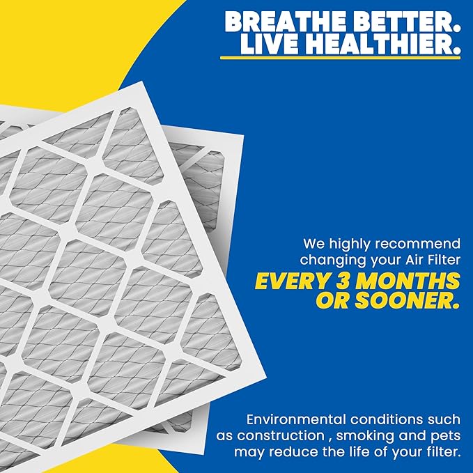 Maycold MERV 8 10x20x1 Furnace Air Filters (6-Pack), Pleated HVAC AC Filters – Actual Size 9.70” x 19.70” x 0.75”, For Residential or Office Use, Individually Wrapped in Plastic