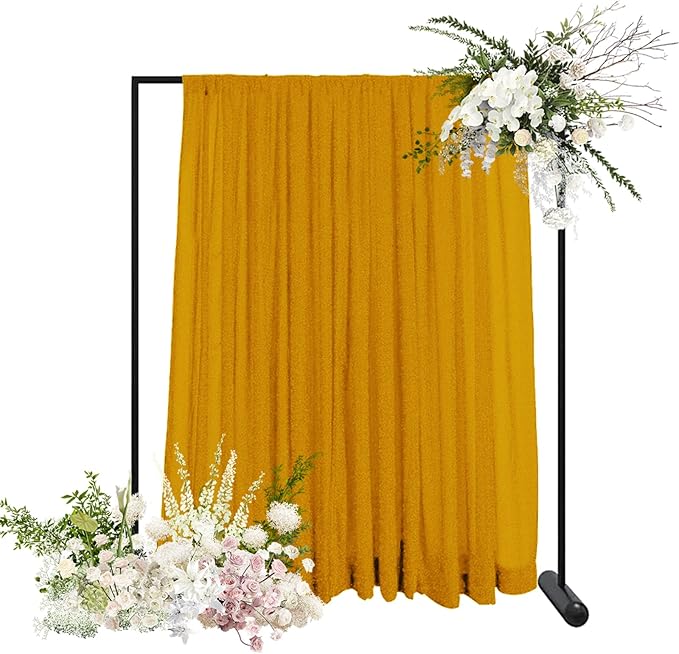 10ft x10ft Gold Metallic Spandex Backdrop, 1 Panel Glitter Sheer Photography Background, Stretchy Spandex Fabric for Wedding, Party, Baby Shower, Photo Booth Decor