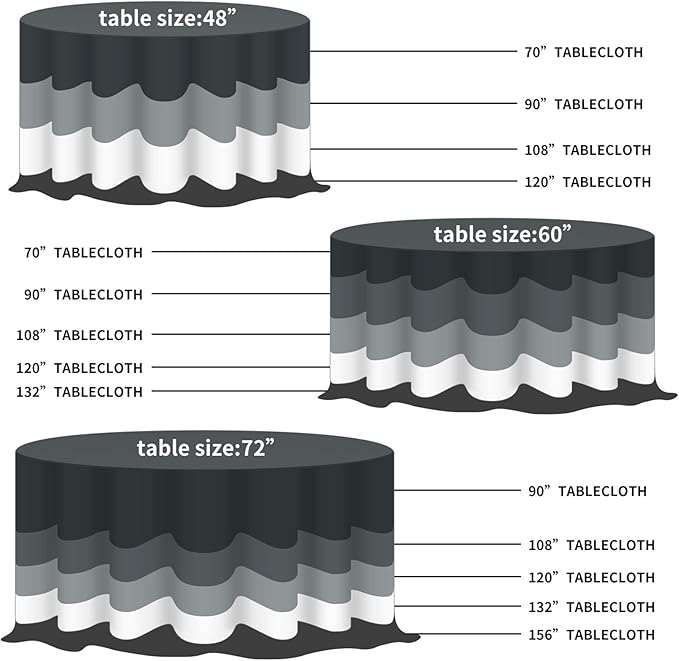 108 inch Round Tablecloth Washable Polyester Table Cloth Decorative Table Cover for Wedding Party Dining Banquet(108 inch,Silver)