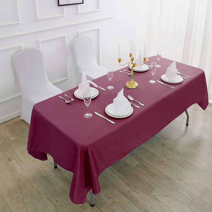 Rectangle Tablecloth 60x120 inch Washable Polyester Fabric Table Cloth for Wedding Party Dining Banquet Decoration(60x120, Burgundy)