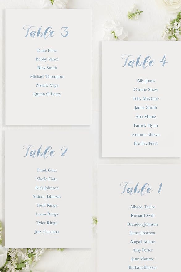 Custom Seating Chart for Wedding Reception Display, Printed Chart Board, Dusty Blue Wedding Card Watercolor, Rustic Decorations for Reception, Reserved Seating Signs