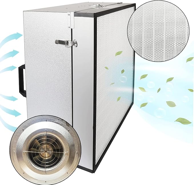 FFU HEPA H14-Filter Laminar Flow Hood Updated FanFilter Unit(Include HEPA Filter)100/ISO Class 5 Cleanroom/Laboratory/Cleanroom/Mushroom Room, Laminar Air Flow Hood(22.6"x22.6"110V)