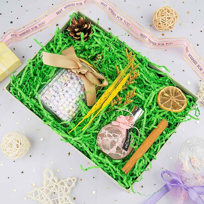 Caleihd Crinkle Cut Paper Grass Cushion Paper Streamer for Christmas Wedding Birthday Bridesmaid Engagement Craft Gift Boxes Bags Filler Decoration 4.5oz Green