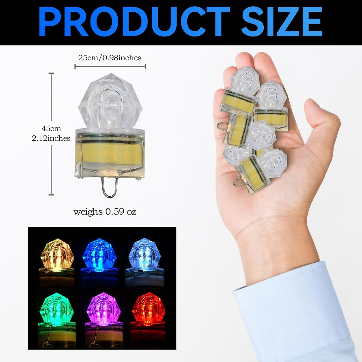 LED Underwater Fishing Lures,LED Lighted Bait Flasher,Deep Drop Fishing Lures,Fish Eye Attractive Light Bait Lure Lamp 5PCS