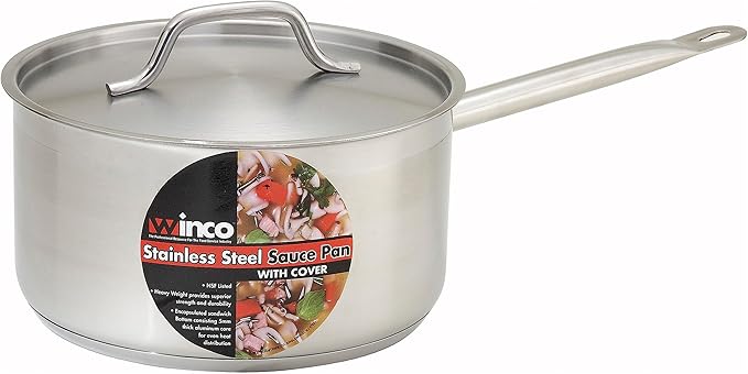 Winware Stainless Steel 2 Quart Sauce Pan with Cover