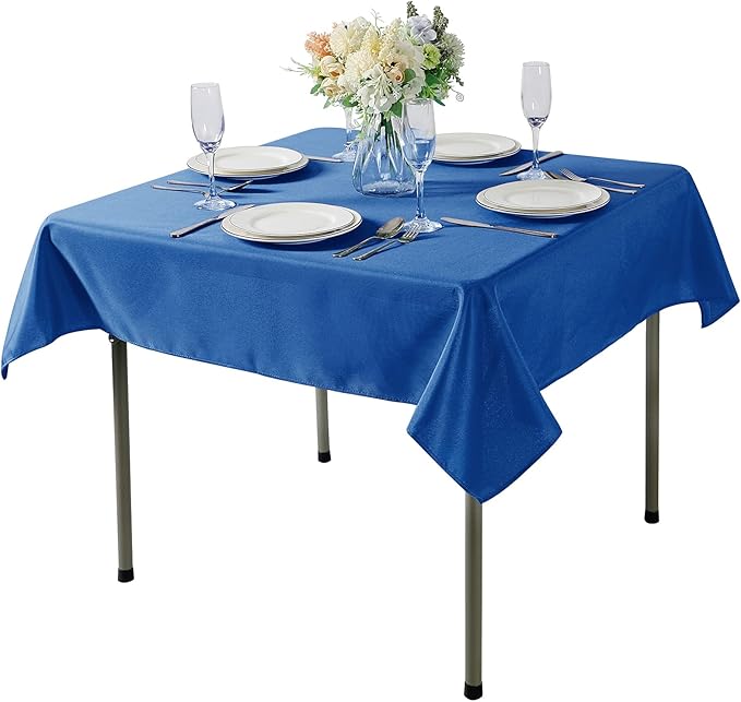 Cupuamon Square Tablecloth 70x70 inch Washable Polyester Fabric Table Cloth for Wedding Party Dining Banquet Decoration(70x70,Mediterranean Blue)
