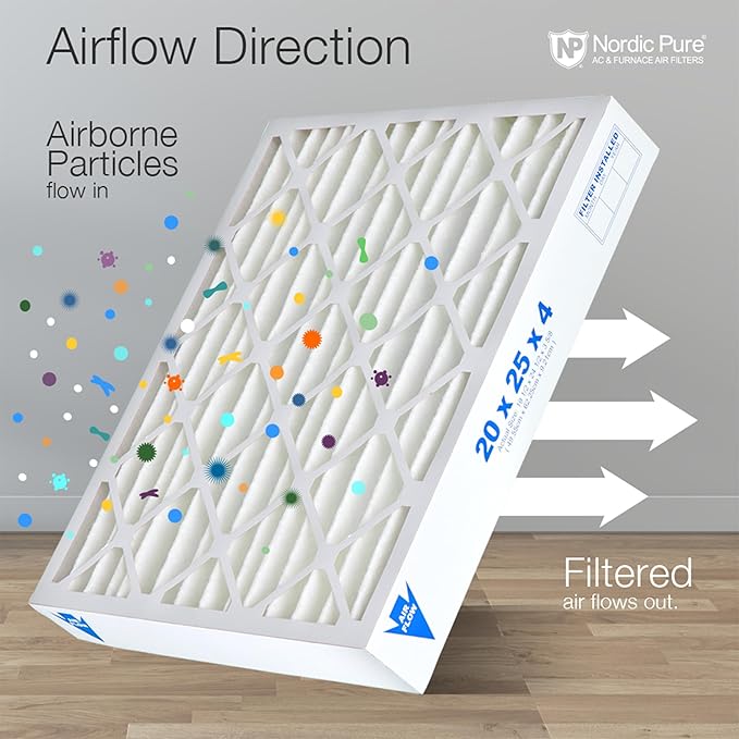 Nordic Pure 20x25x4 (Actual Size: 19 1/2 x 24 1/2 x 3 5/8) Pleated MERV 15 Air Filters 2 Pack