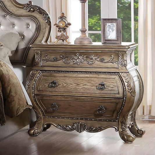 3 Drawers Nightstand in Vintage Oak Finish ,for Small Spaces