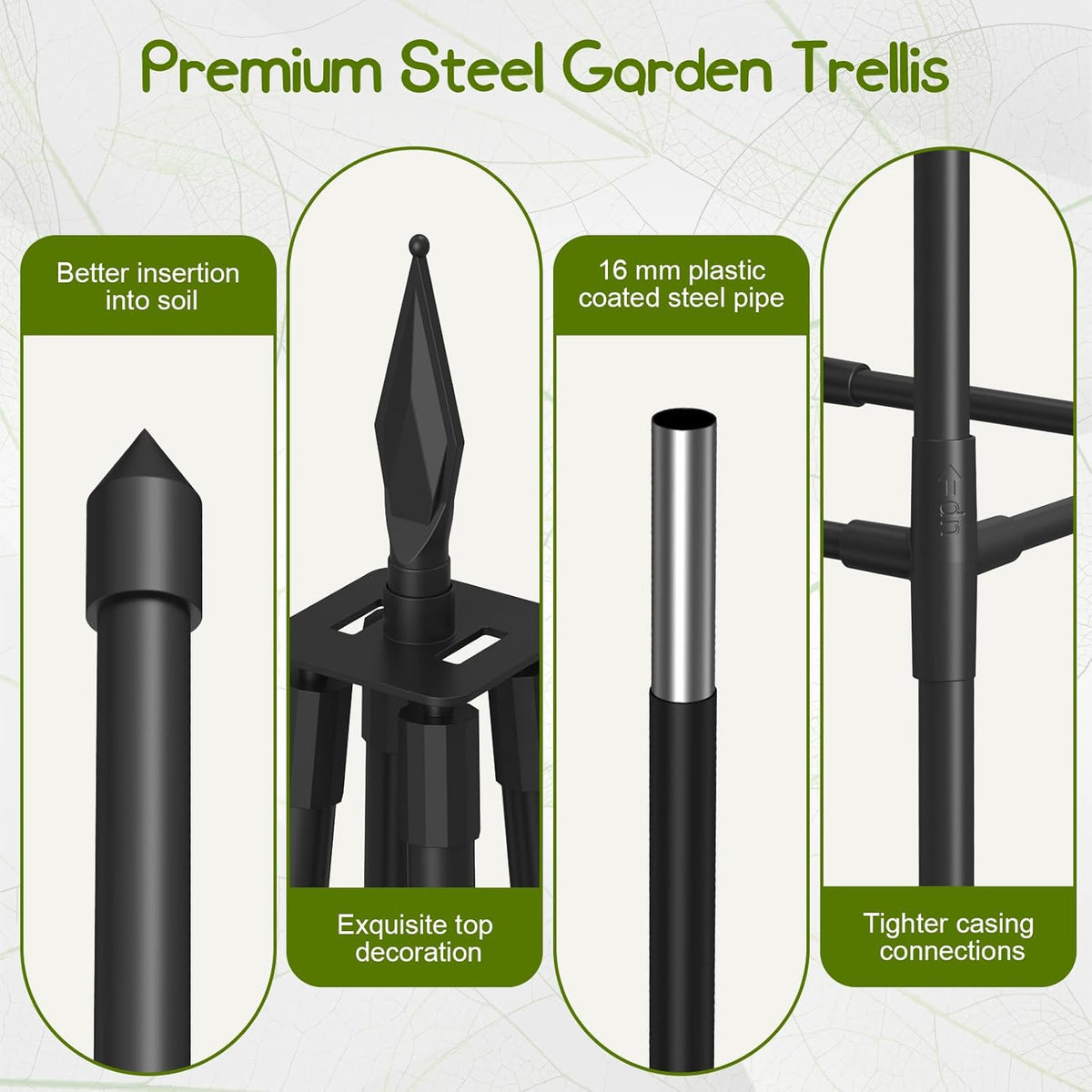 Obelisk Trellis for Climbing Plants Outdoor,6 Ft Garden Trellis for Potted Plants, Metal Trellis with Anti-Rust Coated for Potted Plants Indoor, Plant Support for Vegetables, Vines