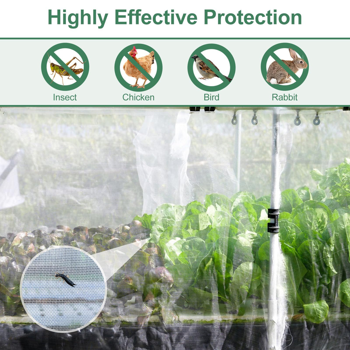 Garden Netting Pest Barrier 10 x 50FT Garden Mesh Netting Insect Netting Garden Neting for Raised Beds Garden Insect Barrier Plant Mesh Cover for Vegetable Flowers Fruits Plants Greenhouse