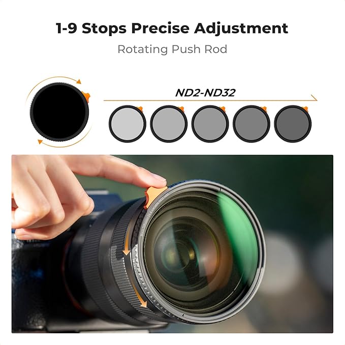 K&F CONCEPT 82mm Black Diffusion Mist 1/4 Effect & Variable ND2-400 (1-9 Stops) ND Lens Filter 2 in 1, Putter Adjust Multi-Function Filter for Camera Lens with 28 Multi-Coated (Nano-X Series)