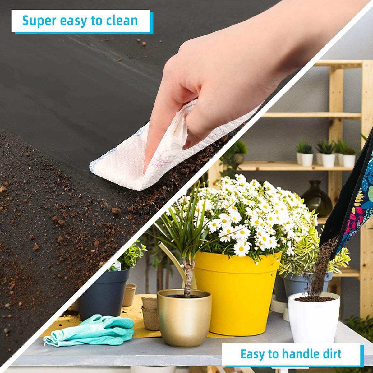 Extra Large Repotting Mat for Indoor Plant Transplanting and Mess Control 43.5"x 29.5" Thick Waterproof Potting Mat Succulent Gardening Mat Portable Foldable Potting Tray Unique Gifts for Plant Lovers
