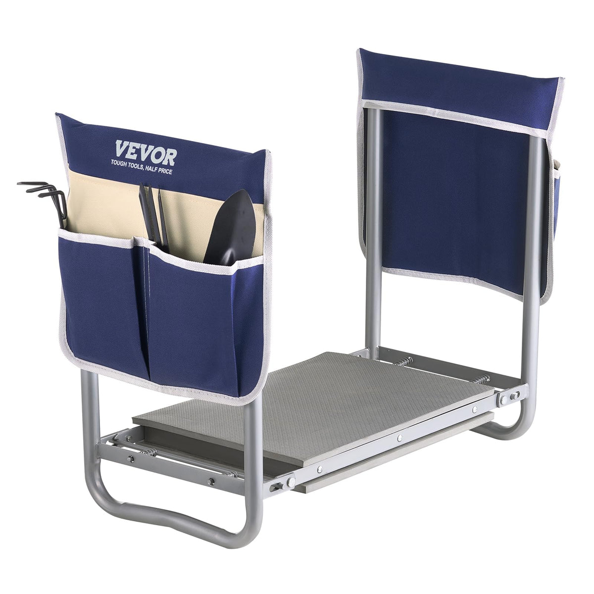 VEVOR Garden Kneeler and Seat Heavy Duty, Portable Garden Stool with 11'' EVA Kneeling Pad and 2 Tool Bags, Folding Garden Bench to Relieve Knee & Back Pain, Great Gifts for Seniors, Family Gardeners