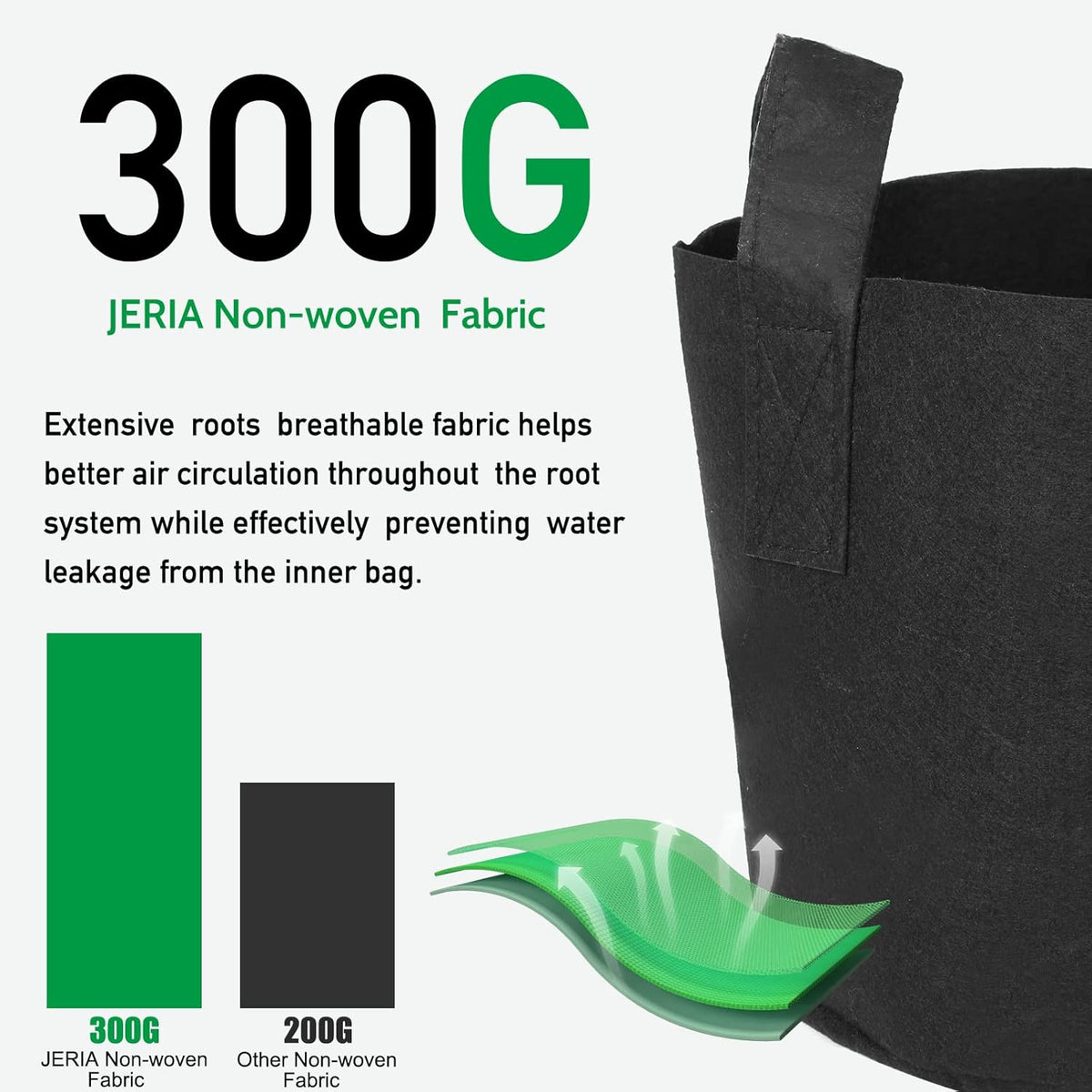 JERIA 24-Pack 3 Gallon Nonwoven Grow Bags, Plant Grow Bags,Heavy Duty Aeration Fabric Pots with Durable Handles, Come with 24 Pcs Plant Labels