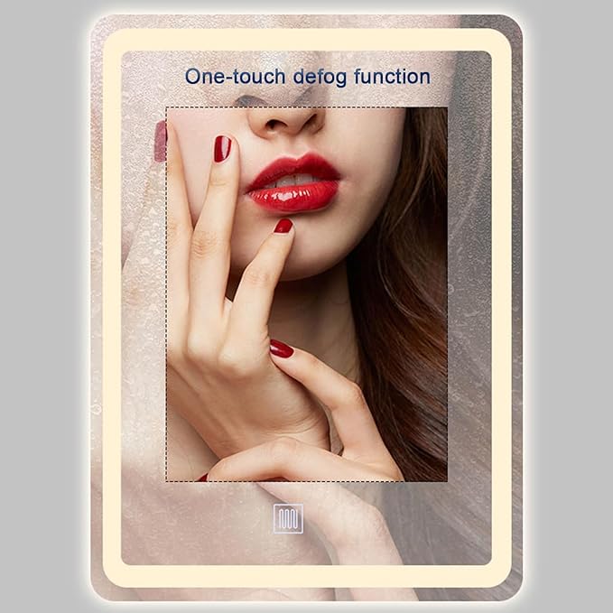 Bathroom Mirror with LED Lights,Makeup Vanity Touch Mirror with LED Lights,Backlit LED Illuminated Vertical Bathroom Mirror with Demister Heat Pad,Dimmable & 3 Colors(B,W75*H100cm/W29.5*W39.4IN)