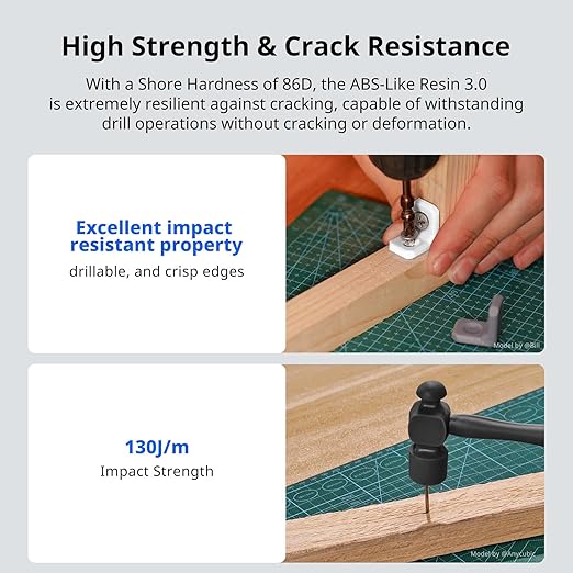 ANYCUBIC ABS-Like Resin 3.0, 3D Printer Resin with Enhanced Strength and Toughness, High Precision and Minimal Shrinkage, Wide Compatibility for All LCD Resin 3D Printers (Grey+Grey, 2kg)