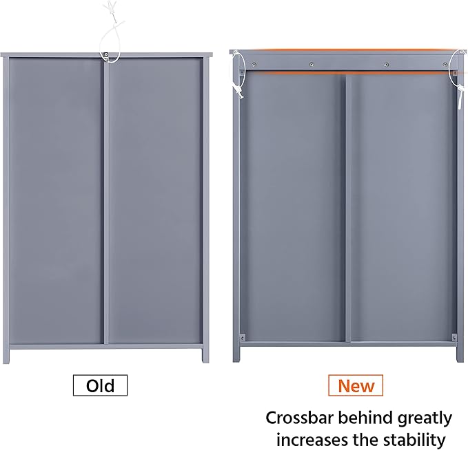 Yaheetech Large Bathroom Floor Cabinet with 4 Dawers and Single Door Cabinet, Freestanding Storage Cabinet for Living Room Kitchen Hallway, Gray