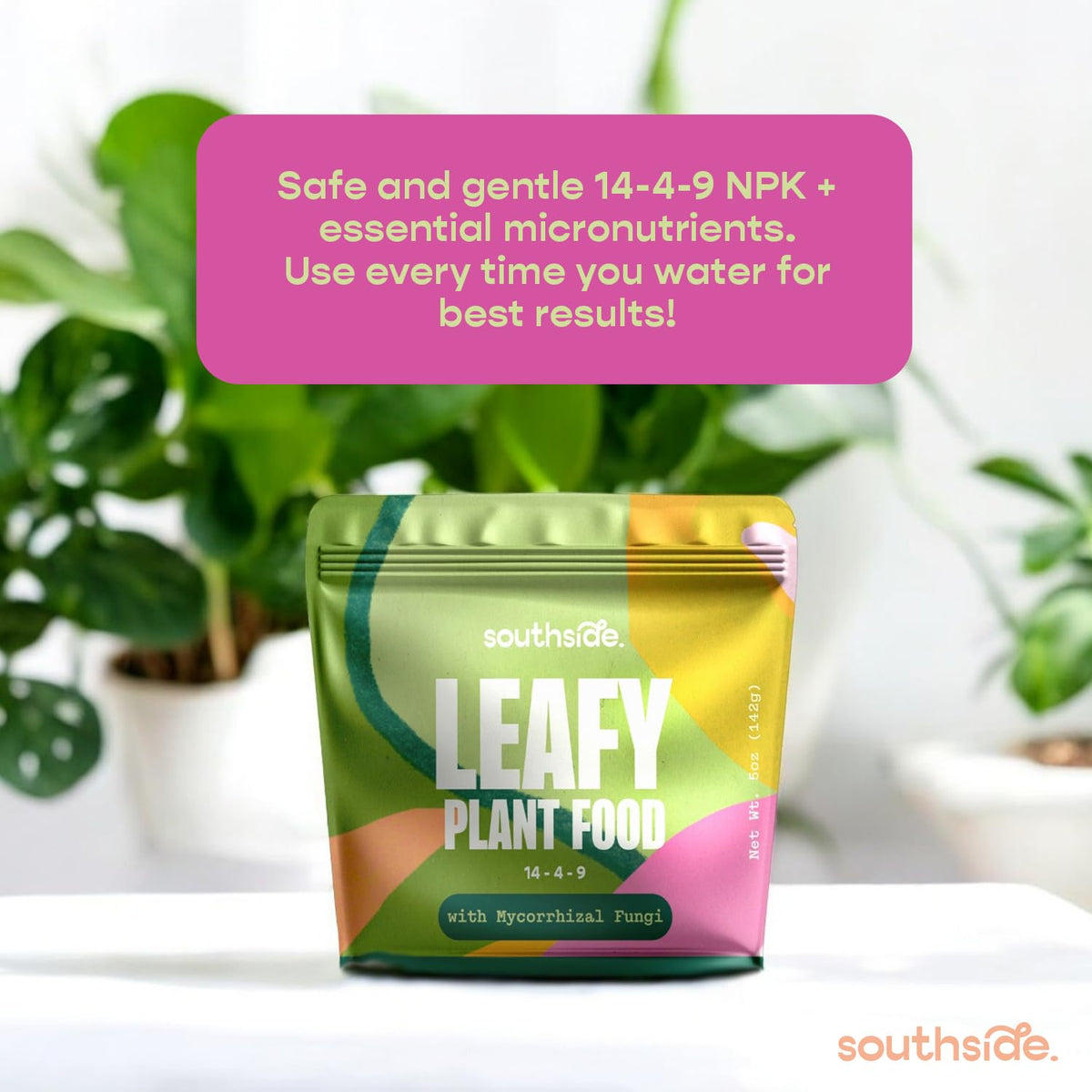Leafy Plant Food with Mycorrhizal Fungi - Use Year-Round - Makes 200 Liters Gentle Houseplant Fertilizer for Indoor Potted Plants