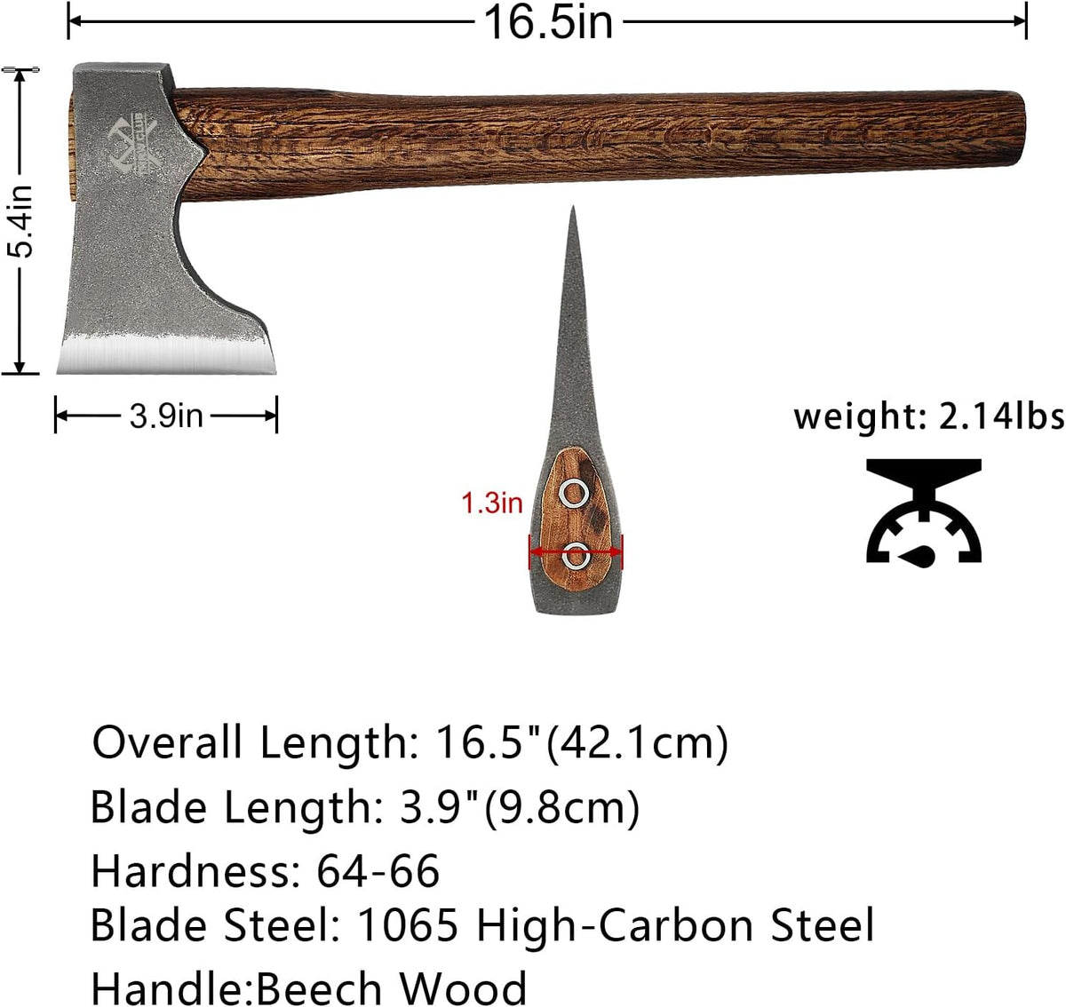 Competition Throwing Axe, 2 Pack 16.5" Throwing Axes with 1065 High Carbon Steel & Wooden Handle, Perfect for Axe Throwiing Game, Competition and Recreation, Gift for Men