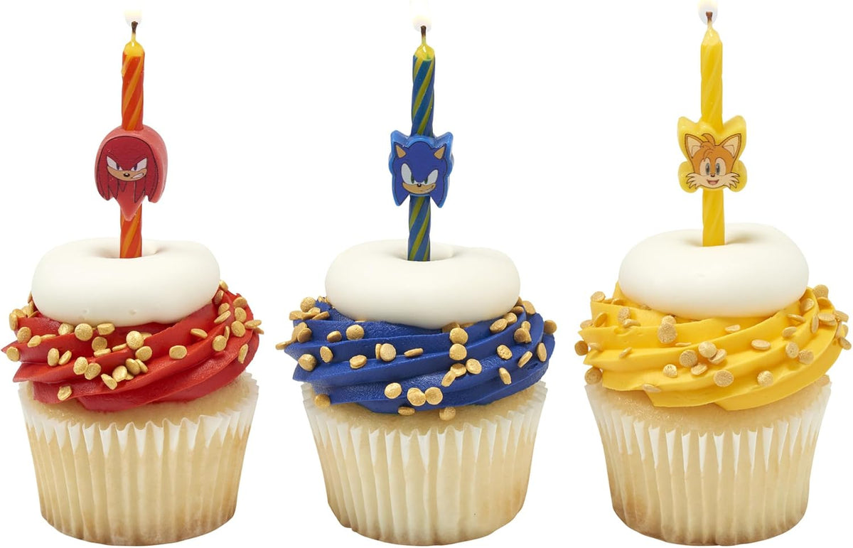 Sonic the Hedgehog Cake Candles | 6 Birthday Cake Candles Featuring Sonic, Knuckles, & Tails, for Sonic Party