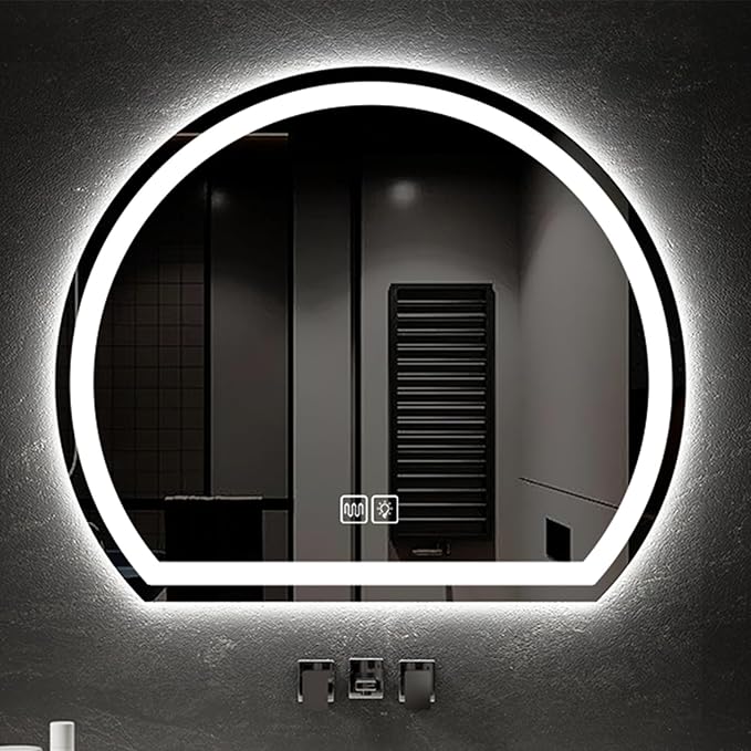 Bathroom Mirror with 3 Colour LED Lights, Lighted Bathroom Makeup Wall Mounted Mirror with Demister Pad, Touch Switch Mirror for Entryway, Bathroom, Vanity(43.3"/110cm)