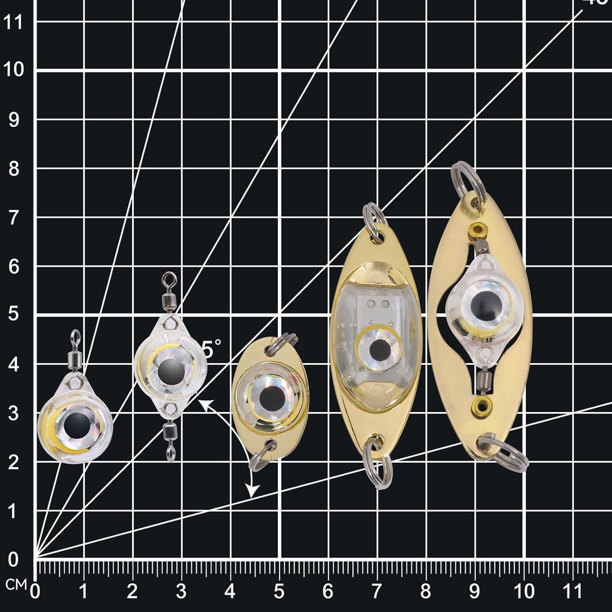LED Underwater Fishing Lures,LED Lighted Bait Flasher,Deep Drop Fishing Lures,Fish Eye Attractive Light Bait Lure Lamp 5PCS