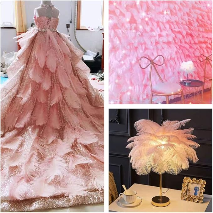 Ballinger Light Pink Ostrich Feathers - 24Pcs 12-14inch Large Feathers for Crafts,Party Centerpieces,Wedding and Home Decor