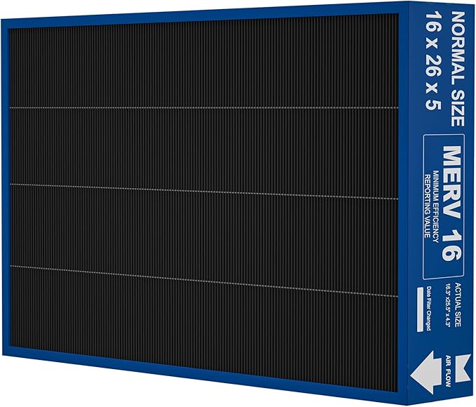 16x26x5 MERV16 Replacement Filter Compatible with PureAir PCO3-16-16 Air Purifier, Activated carbon deep filtration (actual size:16.3" x 25.5" x 4.3")