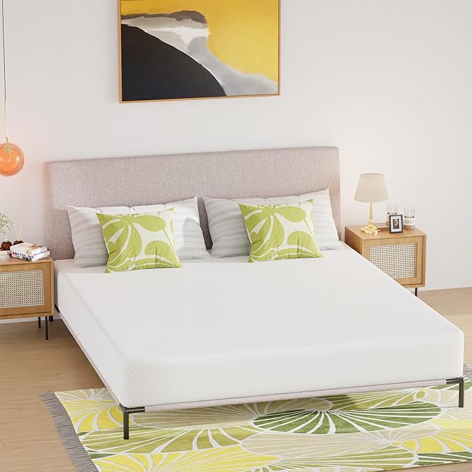 PayLessHere 10 Inch Gel Memory Foam Mattress Medium Firm Mattresses CertiPUR-US Certified Bed-in-a-Box Pressure Relieving California King Size,Fiberglass Free,White
