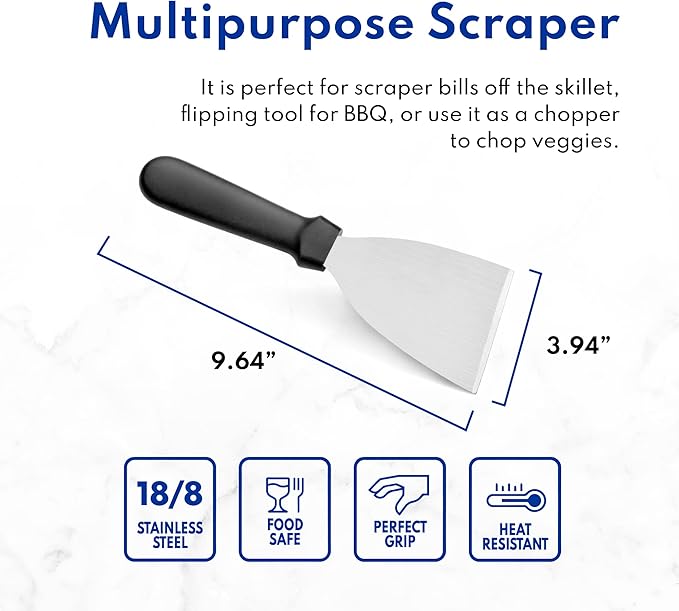 New Star Foodservice 38323 Plastic Handle Slant Edge Grill Scrapers, 4 by 8.5-Inch, Black