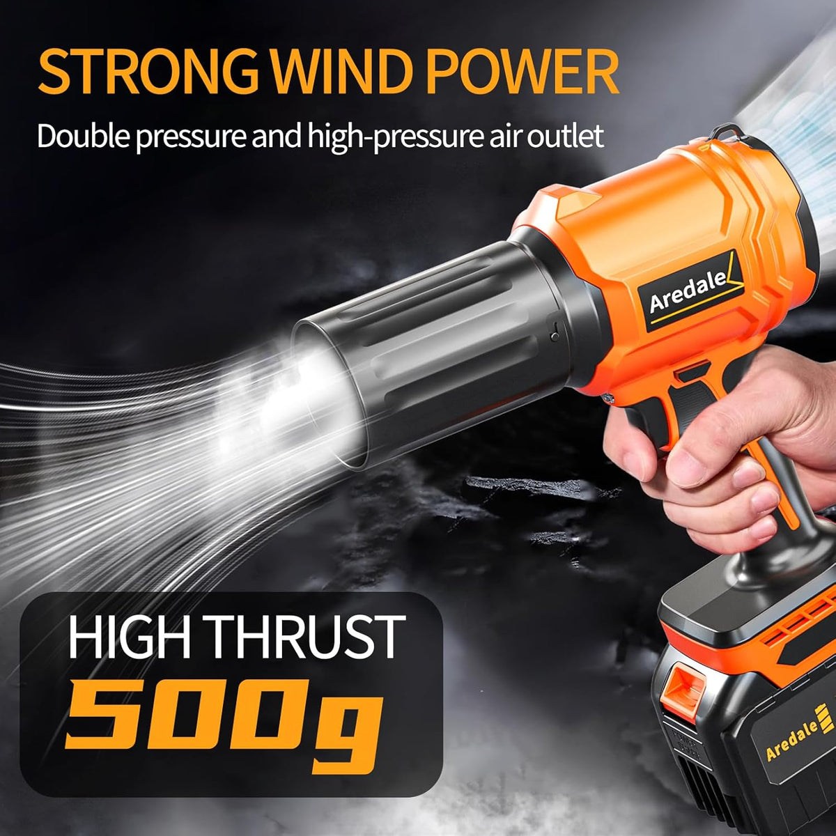 Storm Turbine,Leaf Blower Cordless with 6.0Ah 21V*2 Batteries,Handheld Electric Storm Turbine,Wind Force 13,41m/s,Suitable for Lawn Care, Patio, Leaf Blowing