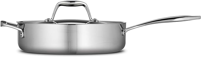 Tramontina Signature Tri-Ply Clad Stainless Steel 3-Quart Saute Pan with Lid, Induction-Ready Cooking Pan, Dishwasher-Safe, NSF-Certified, Made in Brazil