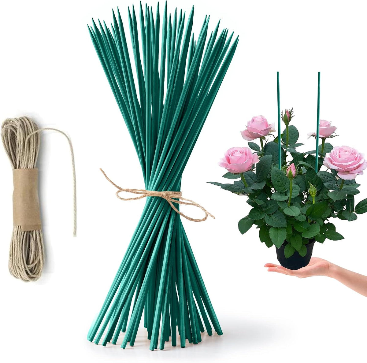 HOPELF 50 Pack 12" Bamboo Plant Stakes for Wood Garden Sticks,Wooden Plant Supports,Indoor Gardening Plant Supports,Floral Plant Support ,Potted Plants,Crafts, More Size Choices 8"/12"/16"