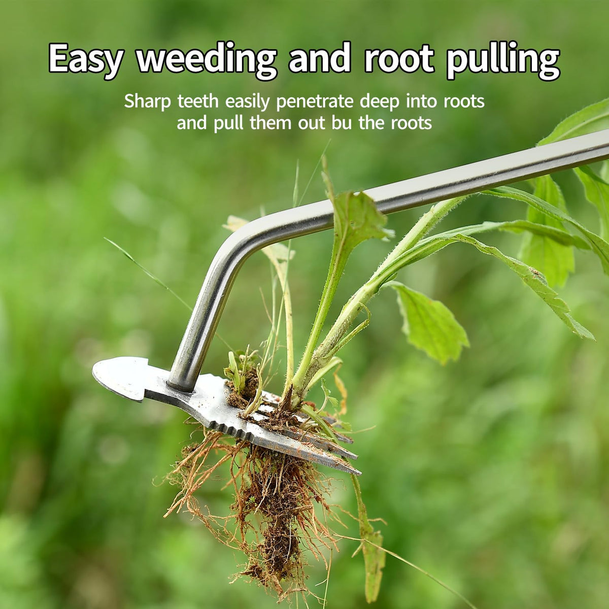 Weed Puller Tool,2025 New Garden Weeder Tool Stainless Steel Hand Weeder Tool,4 Teethes Dual Purpose Weed Remover Tool Weeding Tools for Gardening (Rubber Handle)