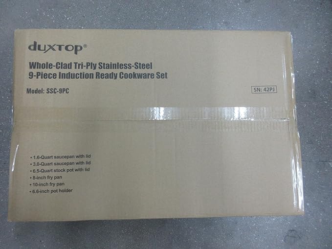 Duxtop Whole-Clad Tri-Ply Stainless Steel Induction Cookware Set, 9PC Kitchen Pots and Pans Set