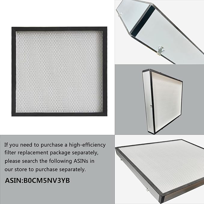 FFU HEPA H14-Filter Laminar Flow Hood Updated FanFilter Unit(Include HEPA Filter)100/ISO Class 5 Cleanroom/Laboratory/Cleanroom/Mushroom Room, Laminar Air Flow Hood(22.6"x22.6"110V)