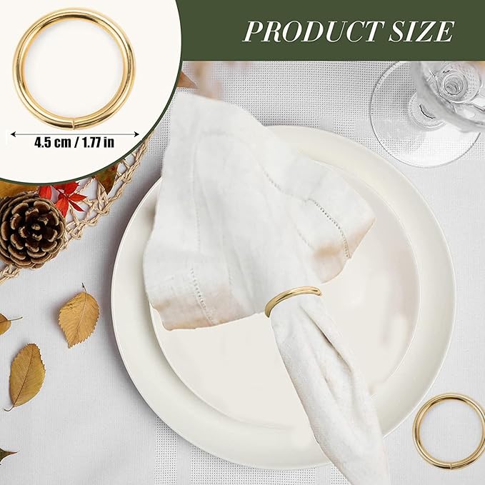 Gold Napkin Rings - 40 Pcs Stainless Steel Napkin Rings,Gold Rotundity Metal Napkin Ring for Table Settings Wedding Christmas Party Dinner Table