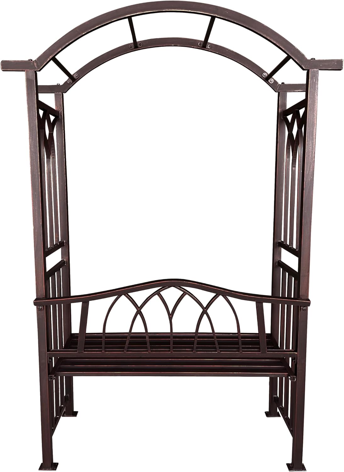 Bronze Aluminum Garden Arbor Arch with 2-Seater Bench