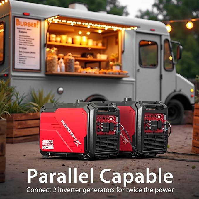 PowerSmart 4800-Watt Portable Inverter Generator with Electric Start, Super Quiet,Wheel Handle Kit, CO Protect, RV Ready, Parallel Capable Included, EPA Compliant