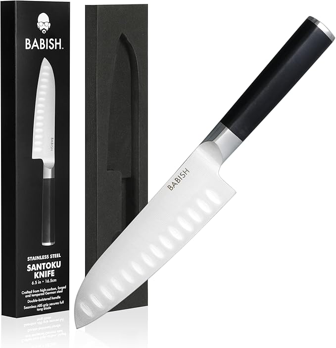 Babish High-Carbon 1.4116 German Steel Cutlery, 6.5" Santoku Kitchen Knife