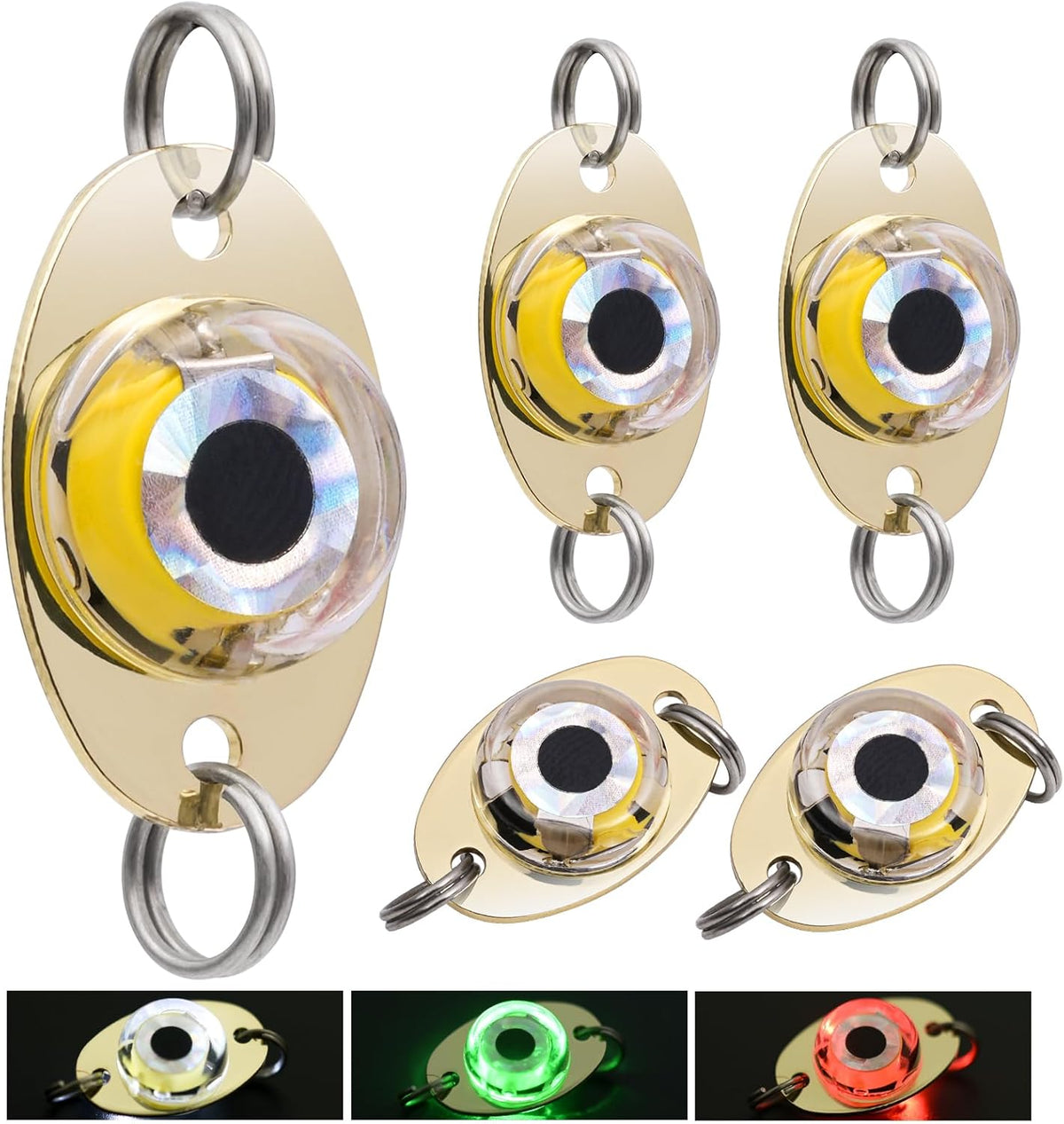 LED Underwater Fishing Lures,LED Lighted Bait Flasher,Deep Drop Fishing Lures,Fish Eye Attractive Light Bait Lure Lamp 5PCS