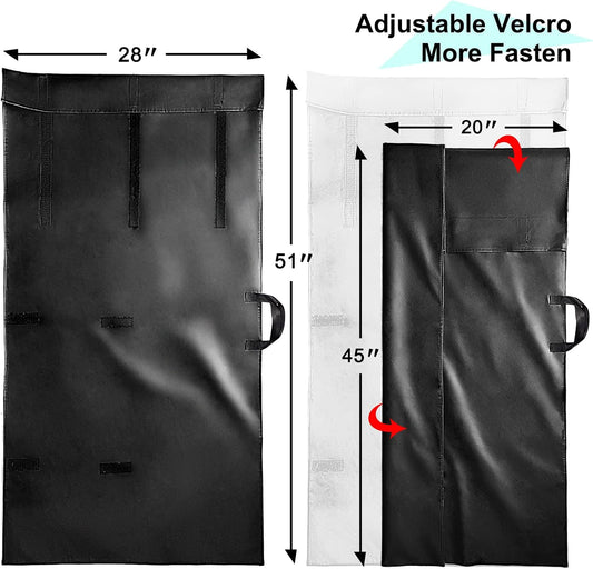 Table Leaf Storage Bag Padded 2 Pack, Adjustable Closure, 51x 28in | Heavy Duty Dining Table Leaf Bag, Extra Thick Flannel Backing Table Leaf Covers for Storage, Water-Resistant, 51x 28in, Black